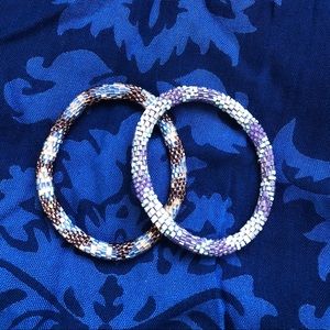 Beaded Lilly and Laura bracelets, set of 2